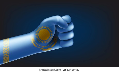 Punho com bandeira do Cazaquistão. ilustração de vetor 3d