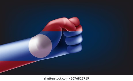 Fist with flag of Laos. 3d vector illustration