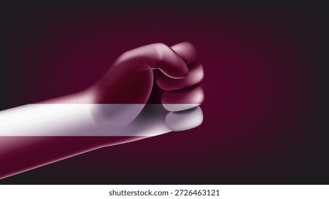 Fist with flag of latvia. 3d vector illustration