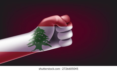 Fist with flag of Lebanon. 3d vector illustration