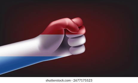 Faust mit Flagge von luxemburg. 3D-Vektorgrafik