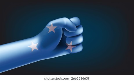 Puño con bandera de Micronesia. Ilustración vectorial 3D