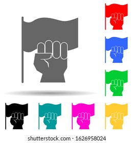 fist and flag multi color style icon. Simple glyph, flat vector of conflict icons for ui and ux, website or mobile application
