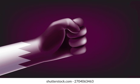 Puño con bandera de Quater. Ilustración vectorial 3D