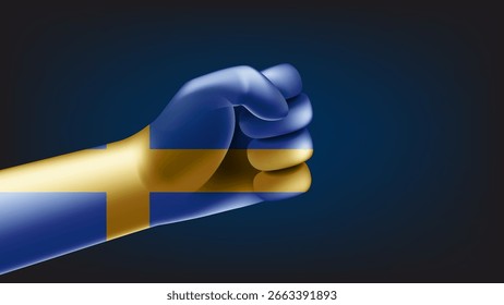 Faust mit der Flagge von Schweden. 3D-Vektorgrafik