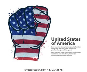 fist.  flag USA, United States of America. vector illustration