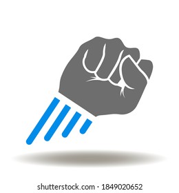Fist flying up icon vector. Courage symbol. Brave sign. Courageous logo.