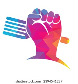 Fist Food Logo Design Symbol Vektorgrafik. Erste Hand mit Gabel Logo Design Symbol.