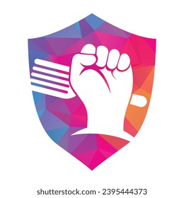 Fist food logo design icon vector illustration. Fist hand with fork logo design icon.
