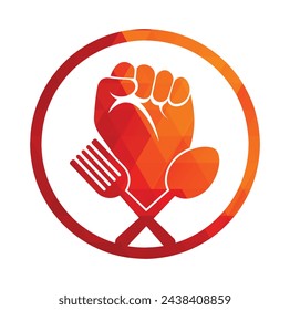 Fist food logo design icon vector illustration. Fist hand with fork logo design icon.
