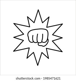 Fist, forward punch icon vector illustration on white background. color editable