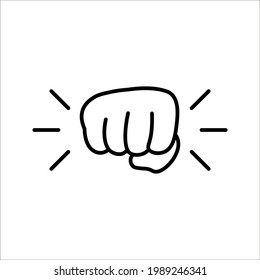 Fist, forward punch icon vector illustration on white background. color editable