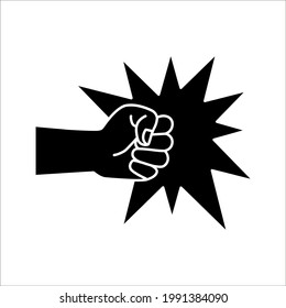 Faust, Vorwärts-Lochsymbol, Vektorgrafik auf weißem Hintergrund. farbeditierbar