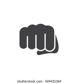 Fist, forward punch icon vector, filled flat sign, solid pictogram isolated on white. Symbol, logo illustration