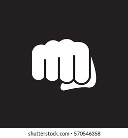 Fist, Forward Punch Icon Vector, Filled Flat Sign, Solid White Pictogram Isolated On Black. Symbol, Logo Illustration