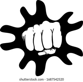 Icono de la línea de empuje hacia adelante aislado en fondo blanco con mancha negra