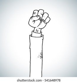 Fist up freehand drawing vector illustration