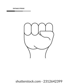 Fist Gesture Line Icon Vector Design.