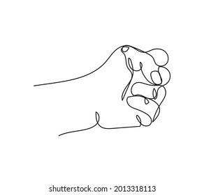 Die erste Geste, eine Linie, die eine ununterbrochene Linienzeichnung von Geste, Hand, obszönen Gesten, Bedrohung, Stärke.