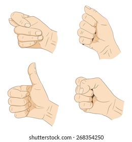 Fist gestures set, hands signs, thump up, fig gesture