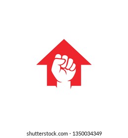 fist hand up arrow logo vector icon illustration