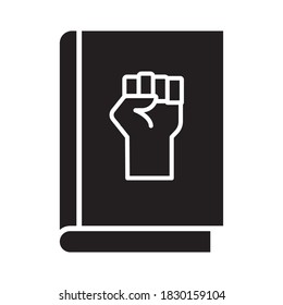 fist hand in book silhouette style icon vector illustration design