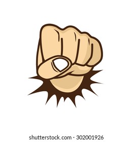 fist hand cartoon character vector art illustration