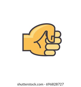 Fist hand concept. Line vector icon. Editable stroke. Flat linear illustration isolated on white background
