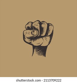 fist hand drawing vector illustration. 