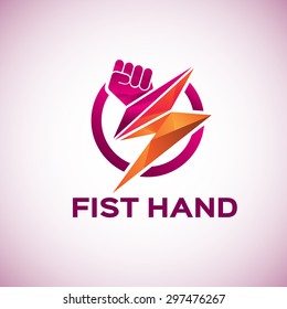 Fist Hand Electric Power Logo Design