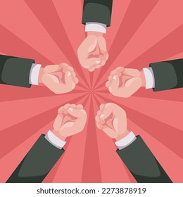 Fist hand fight arm up discrimination revolution power democracy concept. Vector graphic design illustration