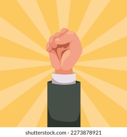Fist hand fight arm up discrimination revolution power democracy concept. Vector graphic design illustration