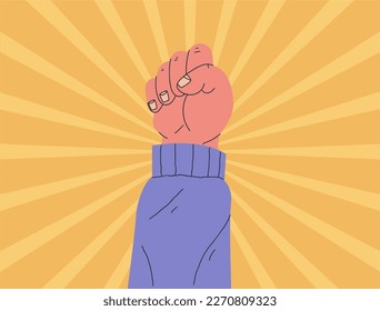 La primera mano lucha contra la discriminación de protesta firma el concepto de democracia de poder. Ilustración del elemento de diseño gráfico del vector
