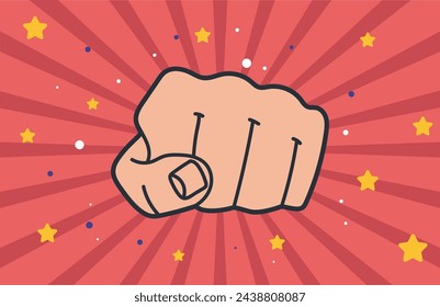 Fist hand fight protest discrimination sign power democracy concept. Vector graphic design element illustration