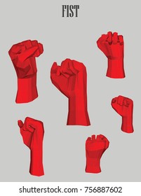 fist hand gesture 3d vector low poly illustration