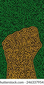Fist Hand Gesture in Abstract Style for Background