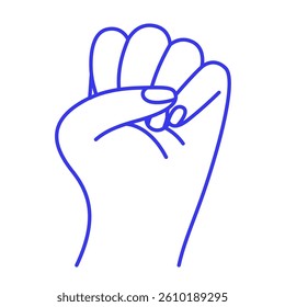Fist of hand. Gesture doodle icon. Contour vector illustration