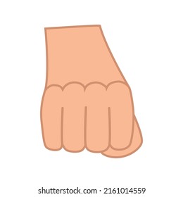 Fist hand gesture is a symbol of striking. Vector illustration is a demonstration of strength