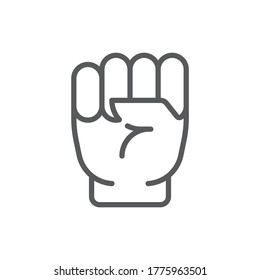 Símbolo de icono del vector de gesto hacia arriba en la mano aislado en el fondo blanco