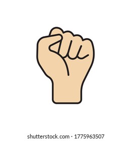 Fist hand up gesture vector icon symbol isolated on white background
