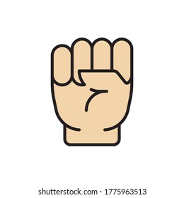 Fist hand up gesture vector icon symbol isolated on white background