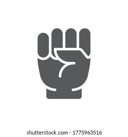 Fist hand up gesture vector icon symbol isolated on white background