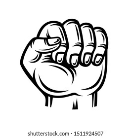 Fist Hand, hands clenched sign - vintage realistic hand gesture