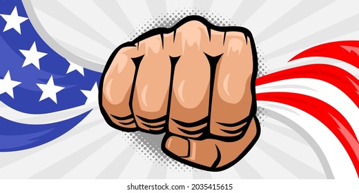 Fist hand holding usa flag