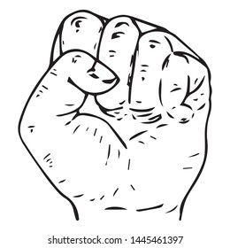 Fist hand icon. Fist up hand drawn. Vector illustration fist. 