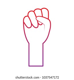 fist hand icon image vector illustration design  red to purple line