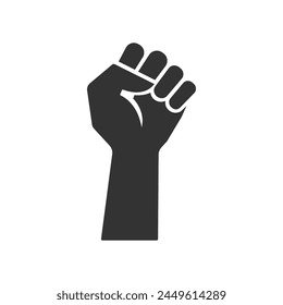 Fist hand icon symbol of victory, strength and solidarity isolated vector illustration on white background.