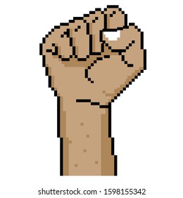 fist hand isolated on white background with pixel art style. eps10