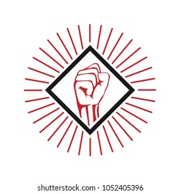 Fist hand Logo Burst Vector Template