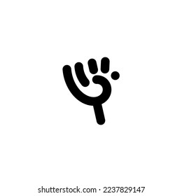 diseño de logotipo de primera mano. Dibujo manual de una fuerte ilustración de símbolo de defensa. Plantilla moderna de diseño de iconos vintage en estilo de arte en línea.
